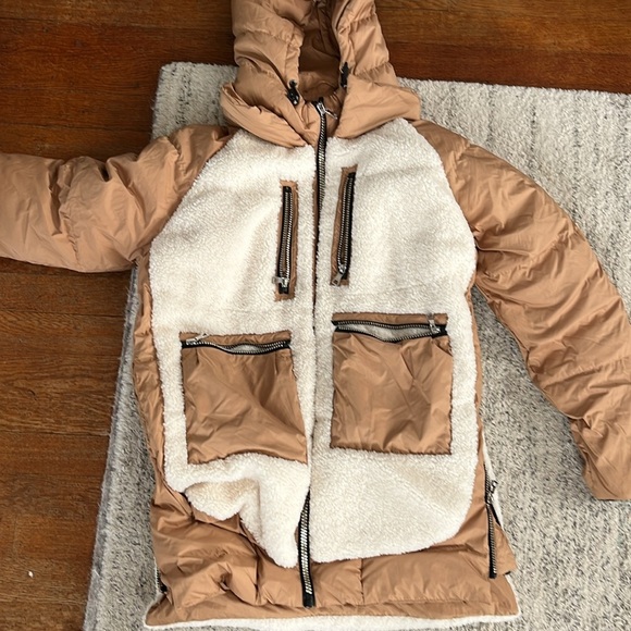 Orolay Fleece Teddy Puffer Hooded Zip Up Jacket Tan Small - Picture 3 of 6